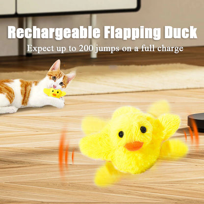 Flapping Duck Cat Toys Interactive Electric Bird Toys Washable Cat Plush Toy with Catnip Vibration Sensor Cats Game Toy Kitten