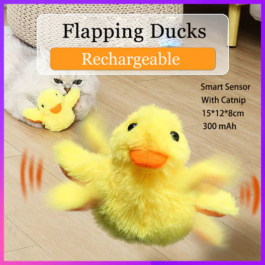 Flapping Duck Cat Toys Interactive Electric Bird Toys Washable Cat Plush Toy with Catnip Vibration Sensor Cats Game Toy Kitten